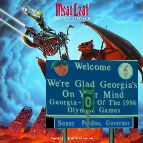 Album cover parody of Bat Out Of Hell II: Back Into Hell by Meat Loaf