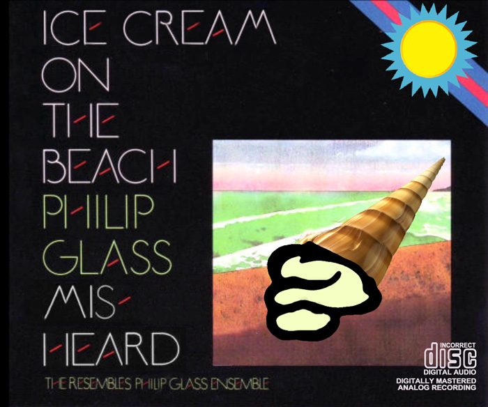 Album cover parody of Glass: Einstein On The Beach by Philip Glass